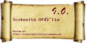 Iczkovits Ofélia névjegykártya
